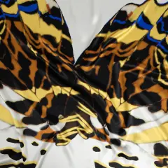 1 Yard Italian White Yellow Royal Butterfly Silk Charmeuse 53 inch Width