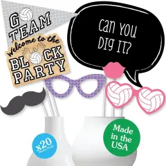 Volleyball Themed Party Decorations - Photo Booth Props Kit - Party Photo Props - Volleyball Party Decorations - Volleyball Photo Booth Props - Sport Party Decoration - 20 Count