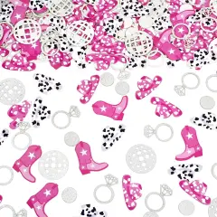Cowgirl Disco Bachelorette Confetti, Disco Cowgirl Bachelorette Party Decorations, Glitter Disco Ball Ring and Pink Cowgirl Boot Hat Confetti for Bachelorette Bridal Shower Table Decor（100pcs）