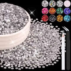 8000PCS 3mm Resin Rhinestones Bulk for Crafting (Clear), Flatback Bedazzling Crystals for Crafts DIY Nail Decoration, Gems Charms for Tumbler Shoes Clothing Fabric with Pickup Pen and Tweezers