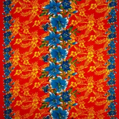 1 Yard Triple Lily Tropical Floral Rayon Fabric 36" L x 45" W Lightweight Orange/Blue