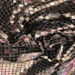 1 Yard Black Square Foil Sequin Fabric Semi Sheer For Costumes Decor Crafts Dancewear 42&Prime; Wide