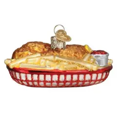Old World Christmas 1.75 In Chicken Basket Tree Ornament , Red Basket Fries Ketchup Multicolored
