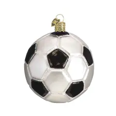 Old World Christmas 3.25 In Soccer Ball Christmas Tree Ornament , Ornament Sports White