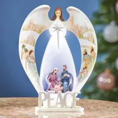 Collections Etc LED Lighted Peace Angel Nativity Figurine