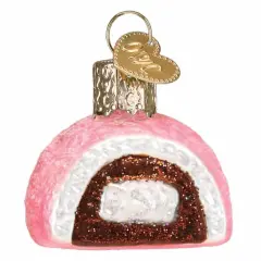 Old World Christmas 1.5 Inch Mini Hostess Snoball Christmas Tree Ornament , Gumdrops Collection Cupcake Chocolate Pink