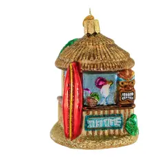 Old World Christmas 3.75 In Tiki Hut Tree Ornament , Rest Relaxation Gold