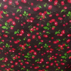 1 Yard Black Cherry Print Poly Cotton Fabric 59/60 Inch Width
