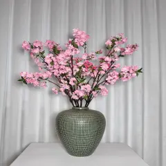 Camilla Silk Pink Cherry Blossom Branch &ndash; 33" Set of 3 | Artificial Cherry Blossom Stems with Realistic Bark and Blossoms | Faux Spring Floral D&eacute;cor for Home, Weddings, or Events