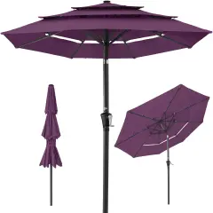Best Choice Products 10ft 3-Tier Patio Umbrella, Market Sun Shade w/ Tilt Adjustment, Easy Crank Amethyst Purple