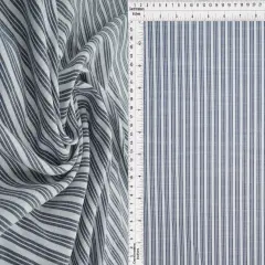 1 Yard Poplin Triple Stripe Fabric 57/58&Prime; Wide Polyester Rayon Blend NAVY