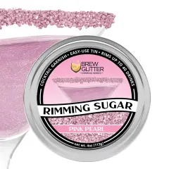 Brew Glitter - Pink Pearl Rimming Sugar (4oz, 1x Bar Tin) Cocktail Garnish for Mixed Drinks & Refreshments