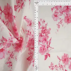 Airflow Floral Print Fabric, Lightweight Viscose Nylon Woven, 57" Wide PINK