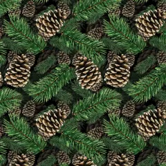 Pinecones Tree Cotton Fabric | By The Yard | Sewing and Crafting | 44 inches wide