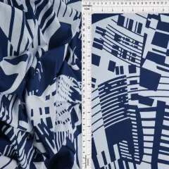 1 Yard DTY Geo Print Fabric, 190 GSM Polyester Spandex Blend 58/60" Width NAVY