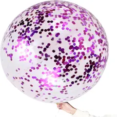 36 Inch 6 Pcs Jumbo Latex Purple Glitter Confetti,Purple Confetti Balloons,