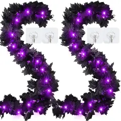 2 Pack Halloween Garland with Purple Lights 5.9FT 20 LED