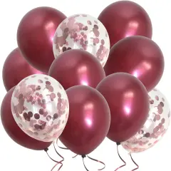 Metallic Burgundy Balloons and Confetti Rose Gold Balloons (Burgundy Rose Gold)