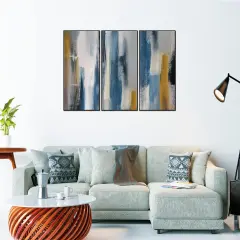 Whiteline Modern Living Indie 3-Piece 48""x24"" (each) Canvas Wall Art, Black PS Frame