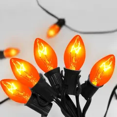 25Ft Outdoor Orange String Lights C7 Orange Halloween Lights