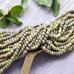 4/0 Aged Alabaster Picasso Mix Seed Beads (20" Strand)