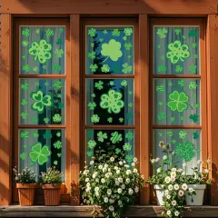 St Patricks Day Window Clings Decorations, Saint Patrick's Day Shamrock Decor, Sticker Decal for Holiday Home Party, 8 Sheets 126 PCS