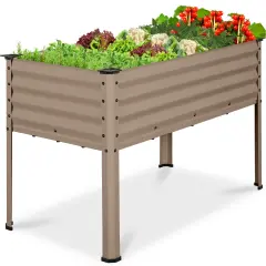 Best Choice Products 48x24x30in Elevated Galvanized Metal Garden Bed w/ Corner Protectors Taupe