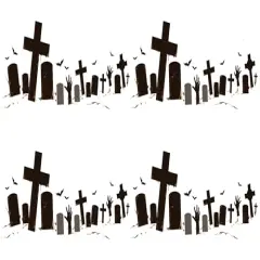 Graveyard Halloween Edible Image cake border 2 Strips per sheet 3.5x10.5 inchs