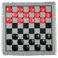 Trimate: 3-In-1 Giant Checkers & Tic Tac Toe - Jumbo 25.6" Square Rug, 2 Player Game Set, Indoor-Outdoor Family Fun, Portable & Easy To Set Up, Age 4+