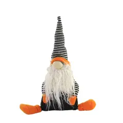 C & F 13.0 Inch Gnome Plush Shelf Sitter Halloween Figurine , Lightweight Halloween Decor Orange Black White