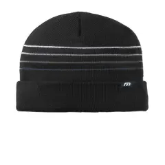 TravisMathew Striped Cuffed Beanie Acrylic Warm Cozy Adjustable Cuff Personalized Fit Black
