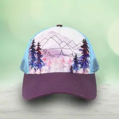 1 Count Scenic Trucker Cap Five Panel Low Profile with Recycled Pre Curved Bill Explorer/Brown