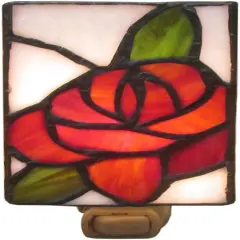 Rose Stained Glass Night Light - Tiffany Style - Perfect for Any Room