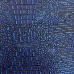 1 Yard Two Tone Gator Faux Leather Vinyl Fabric Upholstery Handbags Durable 56" Width Royal Blue | Black