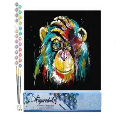 Figured'Art Paint by Numbers for Adults Baboon Pop Art 16"x20" - Craft Art Painting DIY Kit Rolled Canvas without frame