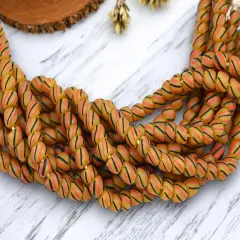 Striped Java Glass Beads. 6-8mm beads. Approx 24" Strands. 4-5 beads per inch