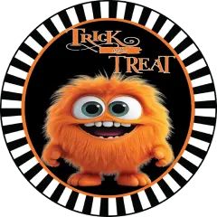 Trick or Treat Orange Furry Monster Sign