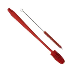 Handy Housewares 13" Long Reusable Drinking Bottle & Straw Cleaning Brush Set Red