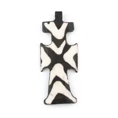 The Bead Chest Handmade Batik Bone Cross Pendant from Kenya &ndash; African Tribal Design &ndash; Traditional &ndash; Fair Trade Ethically Sourced Jewelry Making Charm