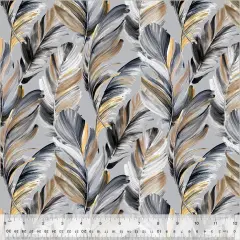 Grey Plume Wideback Cotton Fabric Per Yard