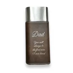 Cigar Case with Cutter - Dad you will always be the first man Leatherette Rustic/Silver