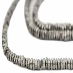 The Bead Chest Silver Faceted Square Heishi Beads (3mm)