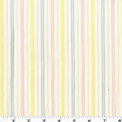 Ivory/Pink/Multi Stripe Printed Canvas Decorating Fabric By the Yard