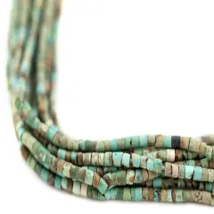 The Bead Chest Tiny Green Turquoise Heishi Beads 2mm Afghanistan Gemstone 14 Inch Strand