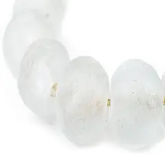 Super Jumbo Recycled Glass Beads - Beaded Wall Hangings - Extra Large African Sea Glass Beads 32-35mm - The Bead Chest (Clear)