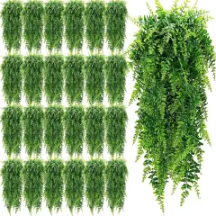 28 Pcs Artificial Hanging Plants 32 Inch Artificial Hanging Plants Plastic Fern Vine Fake Greenery Plant for House Wall Room Garden Wedding Garland Indoor Outdoor Decoration, No Baskets