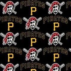 Licensed MLB Pittsburgh Pirates Black Cotton 6650-B Fabric by the Yard