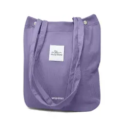 Wrapables Carry Joy Corduroy Tote Bag, Casual Shoulder Handbag, Purple