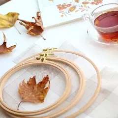 4Inch, 5Inch and 6 Inch (1 Piece of Each Size) Premium Beech Wood Gold Clasp Embroidery Hoop