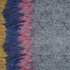 1 Yard Cool Gray, Yellow, Blue & Pink Cheetah Print Silk Chiffon, 44 Inches Width